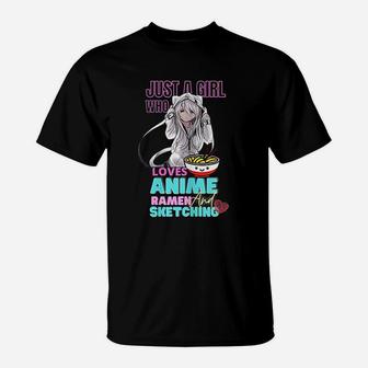 Just A Girl Who Loves Anime Ramen And Sketching Teen T-Shirt - Seseable