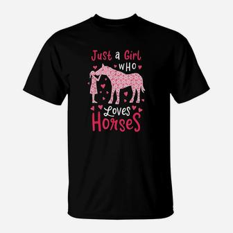 Just A Girl Who Loves Horses Cute Horse Lover Gift T-Shirt - Seseable