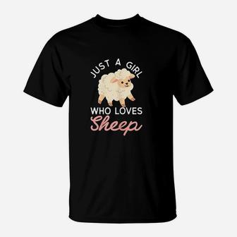Just A Girl Who Loves Sheep Cute Sheep Design T-Shirt - Seseable