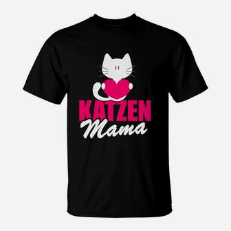 Katzen Mama T-Shirt für Damen mit Herz & Kätzchen Motiv - Seseable
