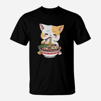 Kawaii Neko Ramen Cute Ramen Cat Japanese Noodle Funny Anime T-Shirt - Seseable