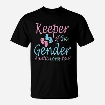 Keeper Of The Gender Auntie Gender Reveal Party Idea T-Shirt - Seseable