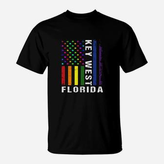 Key West Florida Gay Pride Rainbow American Flag Lbgt Rights T-Shirt - Seseable