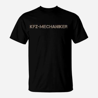 KFZ-Mechaniker Schwarzes T-Shirt mit Weißer Aufschrift, Auto-Reparatur Tee - Seseable