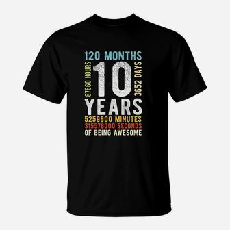 Kids 10th Birthday 10 Years Old Vintage Retro 120 Months T-Shirt - Seseable