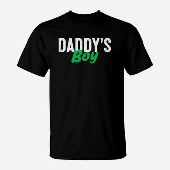 Kids Daddys Boy Green Text Kids Fathers Day T-Shirt - Seseable