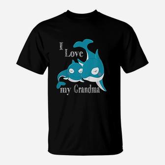Kids I Love My Grandma Baby Whale Family Love T-Shirt - Seseable