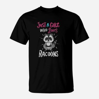 Kids Just A Girl Who Loves Racoons Raccoons Funny Gift T-Shirt - Seseable