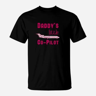 Kids Pilot Kids Aviation Daughter Daddys Little Copilot T-Shirt - Seseable