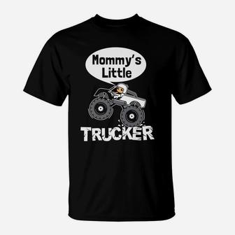 Kids Trucker Boys Mommys Little Trucker Monster Truck T-Shirt - Seseable