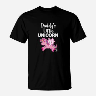 Kids Unicorn Daddys Little Unicorn Girls Magic Rainbow T-Shirt - Seseable
