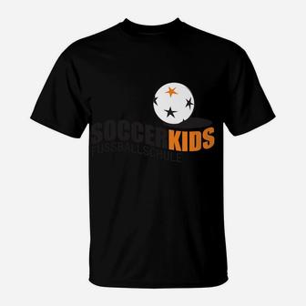 Kinder-Fußball-T-Shirt Soccer Kids, Schwarz mit Logo-Design - Seseable