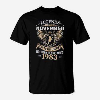 Kings Legends Are Born In November 1983 Birthday Vintage Gift T-Shirt - Seseable