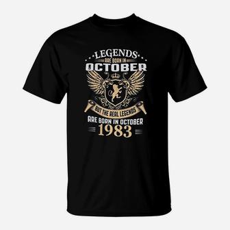 Kings Legends Are Born In October 1983 Birthday Vintage Gift T-Shirt - Seseable