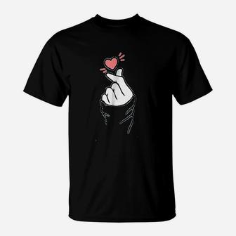 Korean Heart Fingers Kpop Heart Hand Sign T-Shirt - Seseable