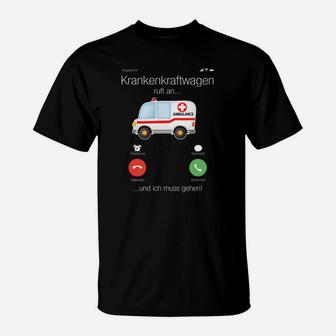 Krankenwagen Telefonbutton T-Shirt, Lustiges Rettungsdienst-Design - Seseable