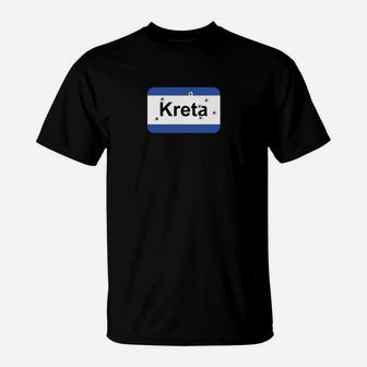 Kreta-Kennzeichen Design Schwarz T-Shirt, Modisches Tee für Reiseliebhaber - Seseable
