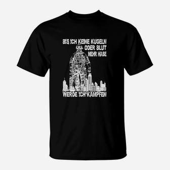 Krieger Silhouette Schwarzes T-Shirt, Motivationsspruch Tee - Seseable