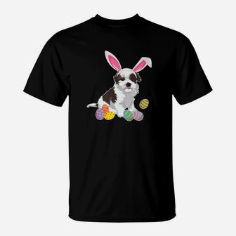 Kyileo Dog Bunny Rabbit Hat Playing Easter Eggs Happy T-Shirt - Seseable