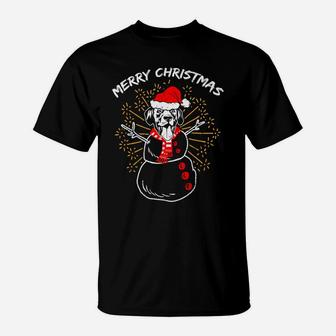 Lab Labrador Snowman Dog Funny Ugly Christmas T-Shirt - Seseable