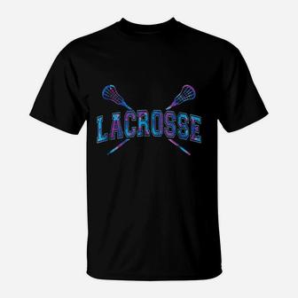 Lacrosse Girls Boy Tie Dye Crossed Sticks T-Shirt - Seseable