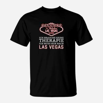 Las Vegas Therapie Spruch Schwarzes T-Shirt, Humorvolles Design für Reisende - Seseable
