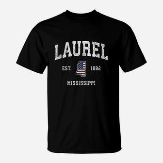 Laurel Mississippi Ms Vintage American Flag Sports Design T-Shirt | Seseable UK