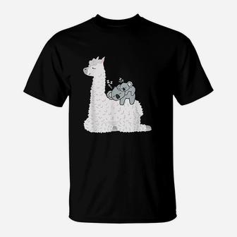 Lazy Koala Mama Bear And Koala Baby Riding Lazy Llama Alpaca T-Shirt - Seseable