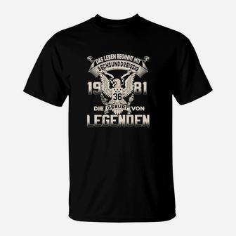 Legenden 1986 Geburtsjahr Schwarzes T-Shirt – Leben Beginnt mit 36 - Seseable