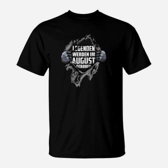 Legenden Geboren im August T-Shirt, Coole Schwarze Geburtstags-Design - Seseable