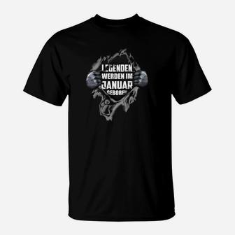 Legenden Geboren im Januar Schwarzes T-Shirt, Geburtstags-Tee - Seseable