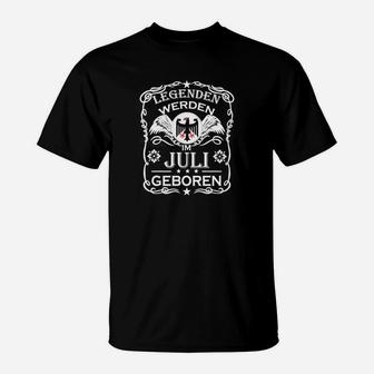 Legenden Geboren Juli Herren T-Shirt, Schwarz mit Spruch - Seseable