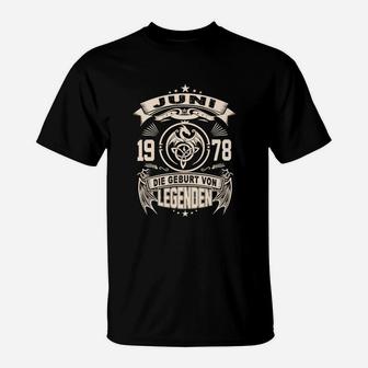 Legenden Juni 1978 Geburtstagsshirt, Retro T-Shirt Design - Seseable