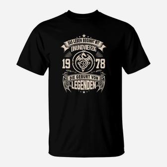 Legendengeburt 1978 Schwarzes T-Shirt, Vintage Design für Geburtstagsfeier - Seseable