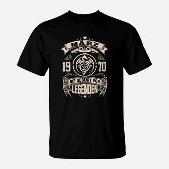 Legendengeburtstag T-Shirt März 1970, Retro Vintage Design - Seseable