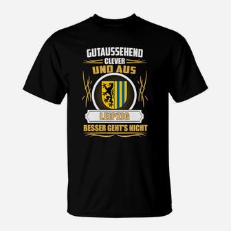 Leipzig-Fan T-Shirt Schwarz, Stadtwappen & Slogan Design - Seseable