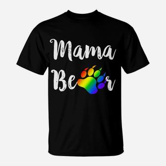 Lesbian Mama Bear Lesbian Mom Gay Pride Rainbow Paw T-Shirt - Seseable
