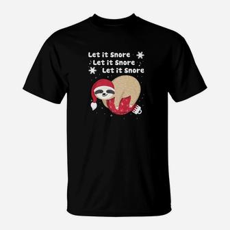 Let It Snore Funny Christmas Sleeping Sloth T-Shirt - Seseable