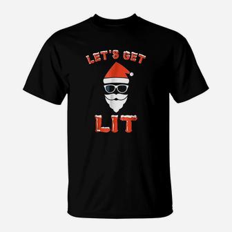 Lets Get Lit Funny Christmas Drinking T-Shirt - Seseable