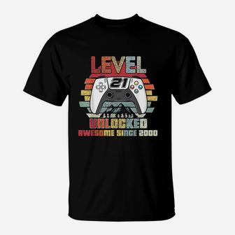 Level 21 Unlocked Video Gamer 21 Years Old T-Shirt - Seseable