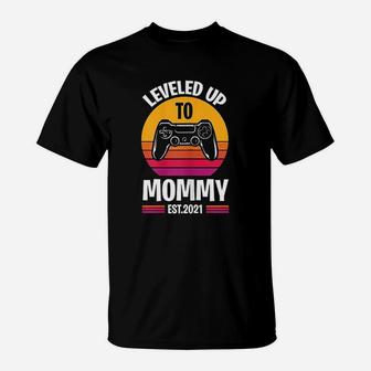 Leveled Up To Mom 2021 Leveling Promoted To Mommy T-Shirt - Seseable