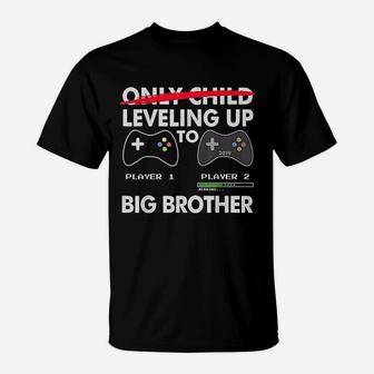 Leveling Up To Big Brother Promoted To Big Bro T-Shirt - Seseable