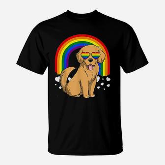 Lgbt Golden Retriever Dog Gay Pride Rainbow Lgbtq T-Shirt - Seseable