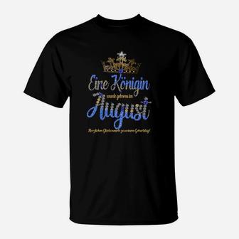 Lidopi T-Shirt Geburtstagskönigin August, Frauen Geburtstagsshirt - Seseable