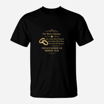 Liebeserklärung Schwarzes T-Shirt, Goldenes Herz-Design - Seseable