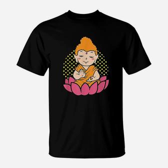 Little Buddha Lotus Flower Be Happy Just Chill T-Shirt - Seseable