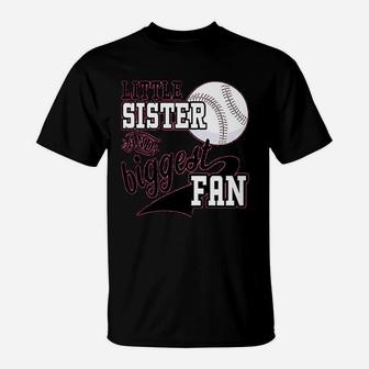 Little Sister And Biggest Fan Baseball Family Fan T-Shirt - Seseable