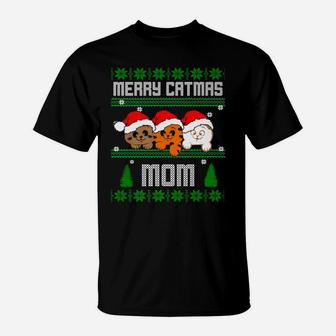 Love Meowy Cat Merry Catmas Christmas Cat Mommy T-Shirt - Seseable