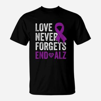 Love Never Forgets Purple Ribbon Awareness End T-Shirt - Seseable