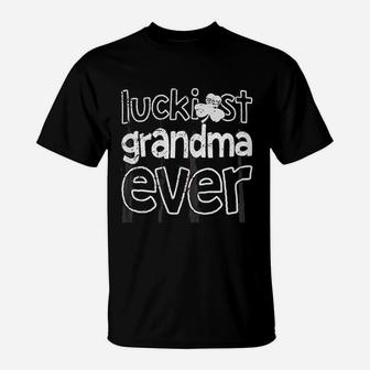 Luckiest Grandma Ever Cute St Patricks Day T-Shirt - Seseable